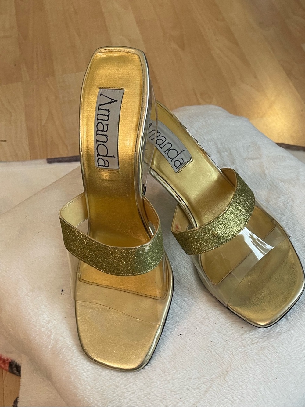 Gold tone heels